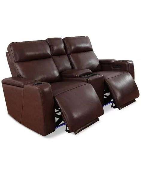 Macys Greymel Leather Power Reclining Loveseat W/Wireless Charger Online Retail: $2579