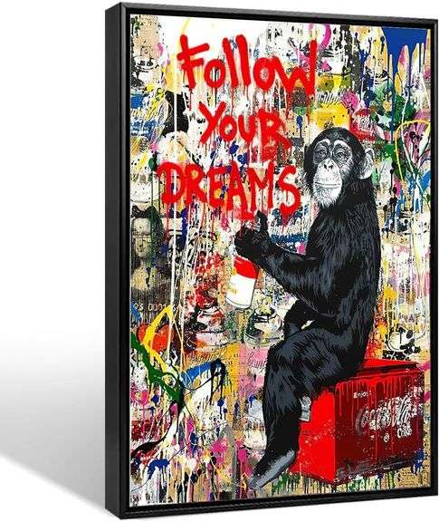 16x24 Banksy Monkey Follow Your Dreams Canvas image