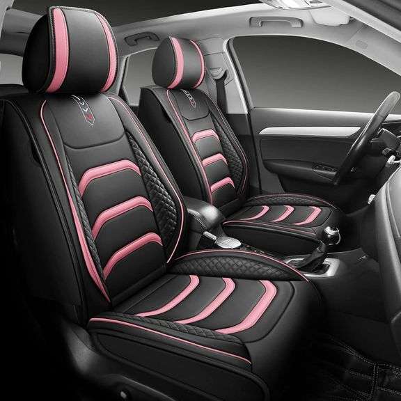 USA03 Full Set Car Seat Covers (Black-Pink) image