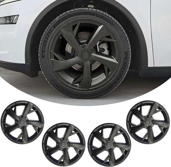 19 Inch Matte Black Wheel Covers - Tesla Model Y image