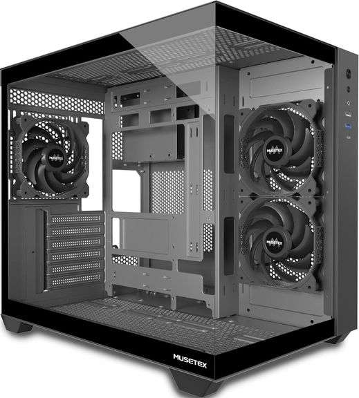 MUSETEX ATX PC Case, 3 x 120mm Fans Pre-Installed image