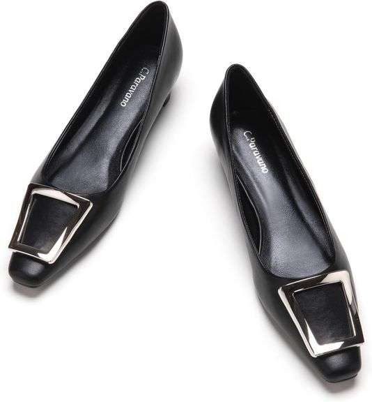 C.Paravano Pumps: Square Toe, Low Block Heels 40.5