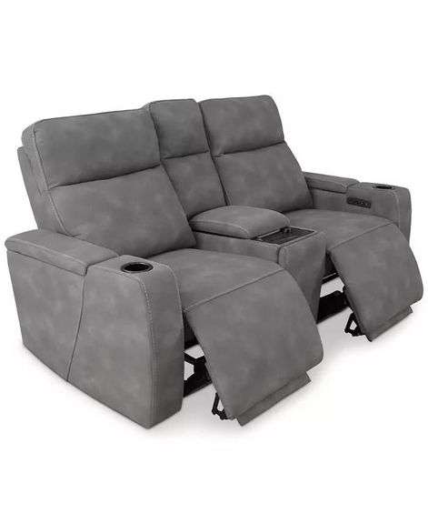 Macys Greymel Fabric Power Reclining Loveseat W/Wireless Charger Online Retail: $1999