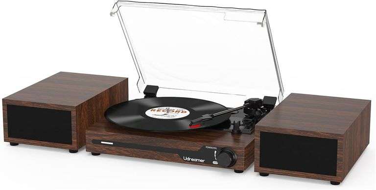 Vinyl Record Player with BT 5.3 & USB Vintage Wood image