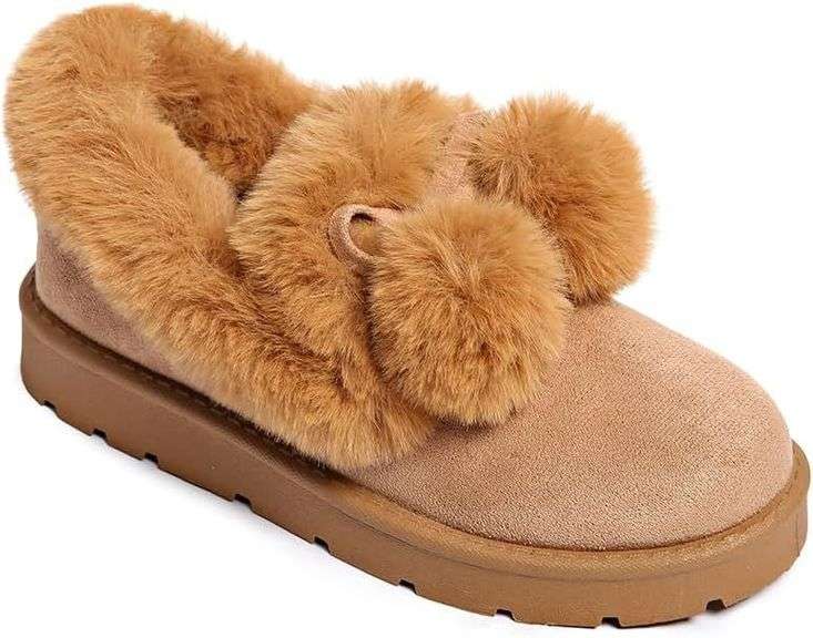 Women's Platform Suede Slip-on Fluffy Boots Size 6.5