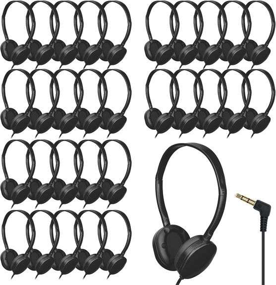 Kids Headphones 60 Pack, Durable Wired (002 Black) image