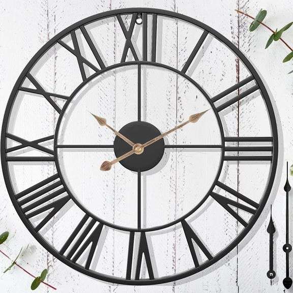 Retro Outdoor Clock   18 in Black Metal Silent image
