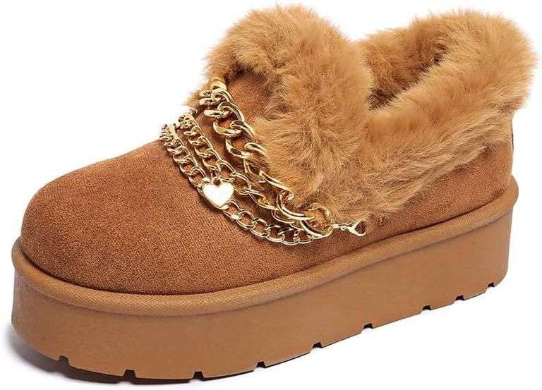 Women s Platform Suede Slip-on Warm Slippers Size 7.5