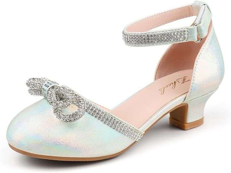 Girl's Rhinestone Bow Heels for Kids Size 3