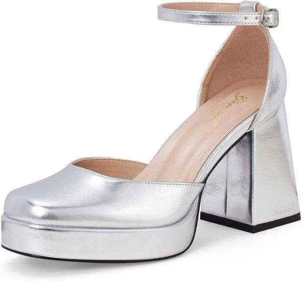 Women's Platform Chunky Heel Pumps - 4" Heels Size 6.5