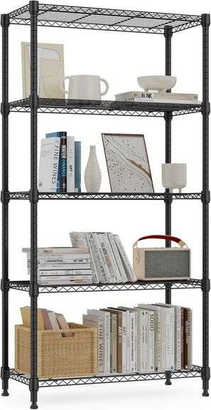 1250-lb 5-Tier Metal Shelves 29.5x11.8x59.5" Black image