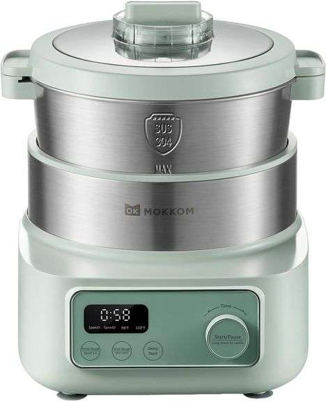 MOKKOM Electric Dough Maker, 6.34Qt Bowl, Green image