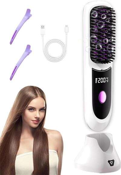 Go Brush Pro Cordless Hair Straightener   White image