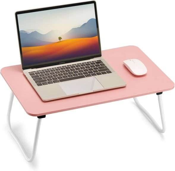 Foldable Laptop Desk, Portable Pink Tray image