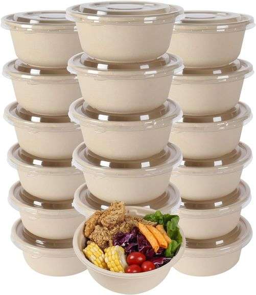 37 oz Sugarcane Bowls with Lids 50 Pack image