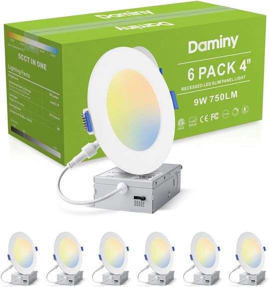 DAMINY 6 Pack 4" LED Recessed Light, 9W, Dimmable image