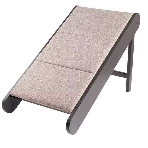 18 in. Wooden Foldable Dog Ramp, Gray/Cream image
