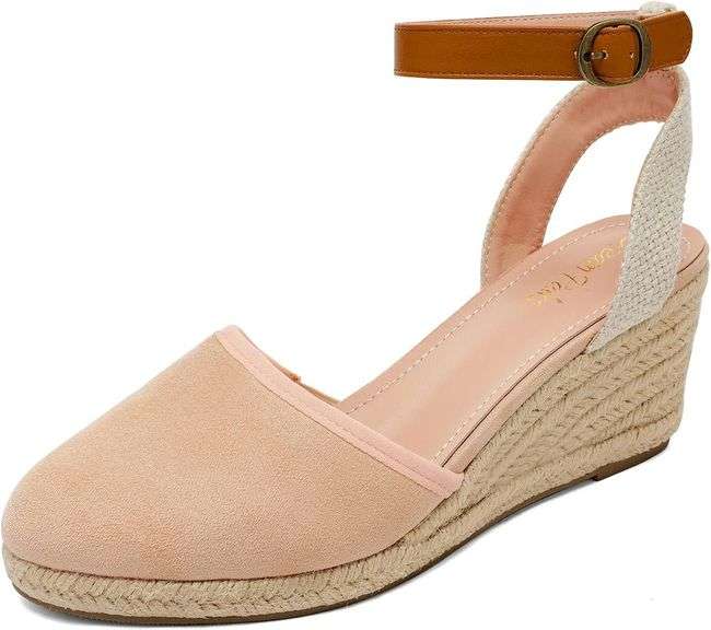 DREAM PAIRS Ankle Strap Espadrille Wedges 9.5 image