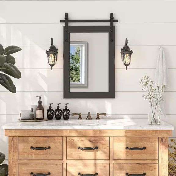 Farmhouse 18x26 Rect Vanity Mirror Black image