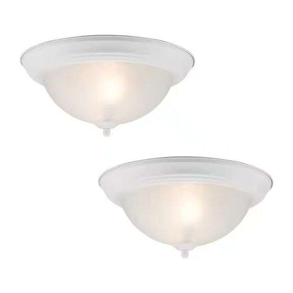 12.75" 2-Light White Flush Mount Fixture (2-Pack) image