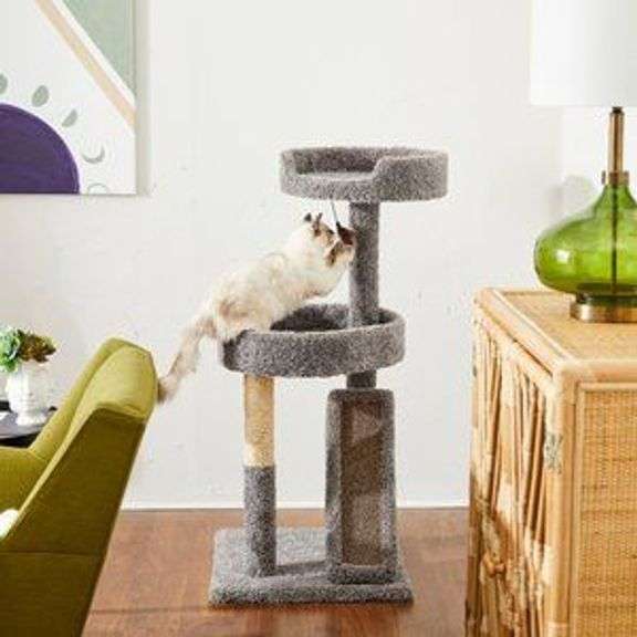 Frisco 44-in Carpet Cat Tree with Scratcher, Gray image