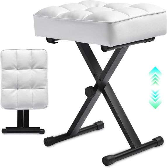 Keyboard Bench Piano Stool - 3-Height White image
