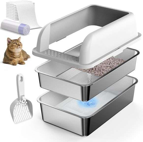 23.5'x15.7'x6' Steel Litter Box with Lid, XL image