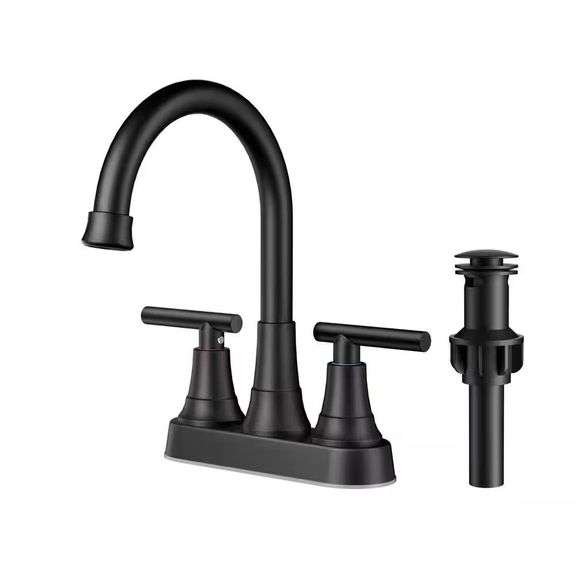 4 in. Centerset Double Handle Faucet Black image