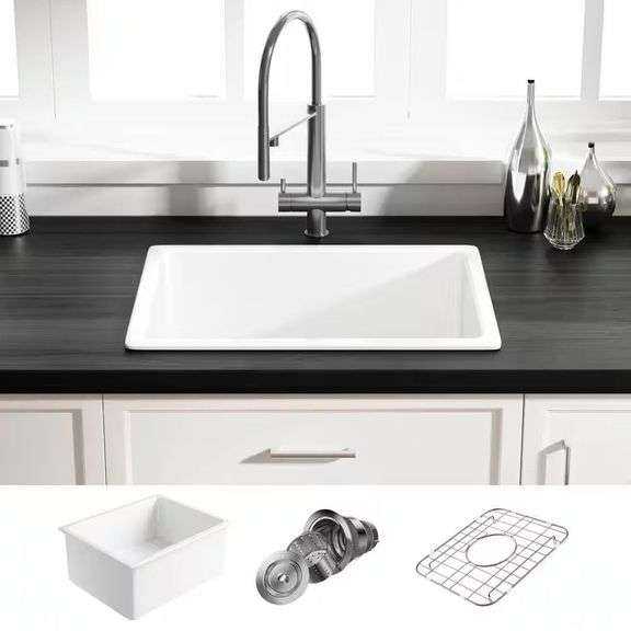 Oslo 24" Undermount Kitchen Sink w/ Grid image