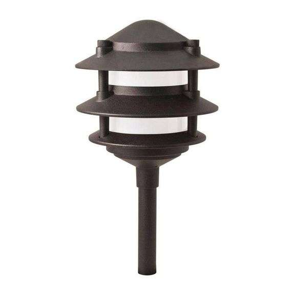 Low-Voltage Black Outdoor LED 3-Tier Path Light image