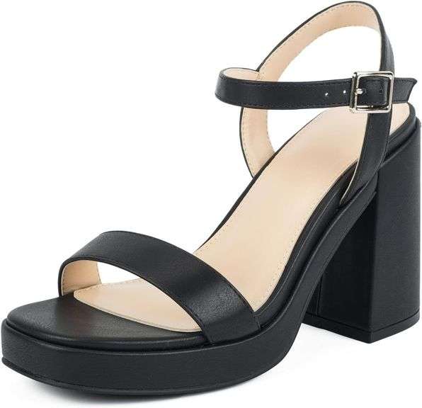 Putu Women's Platform Heels, Open Toe, Black 8 image