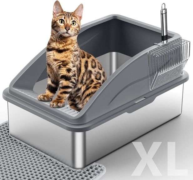 INVENHO Stainless Steel Cat Litter Box, XL image