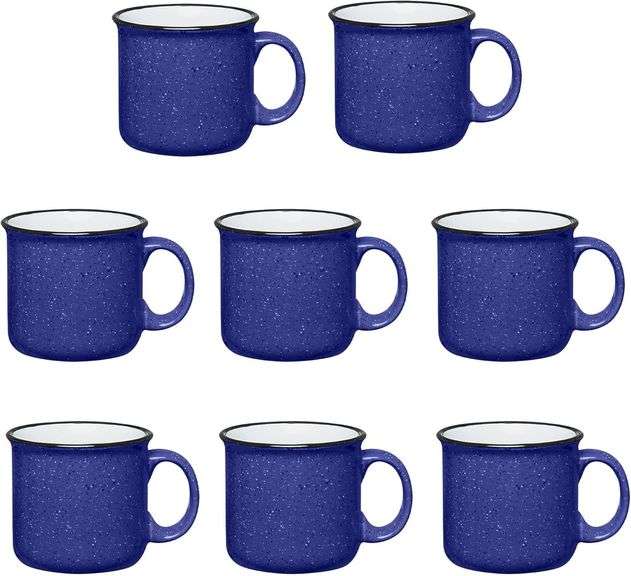 Set of 8 Ceramic Campfire Mugs   15 Oz, Royal Blue image