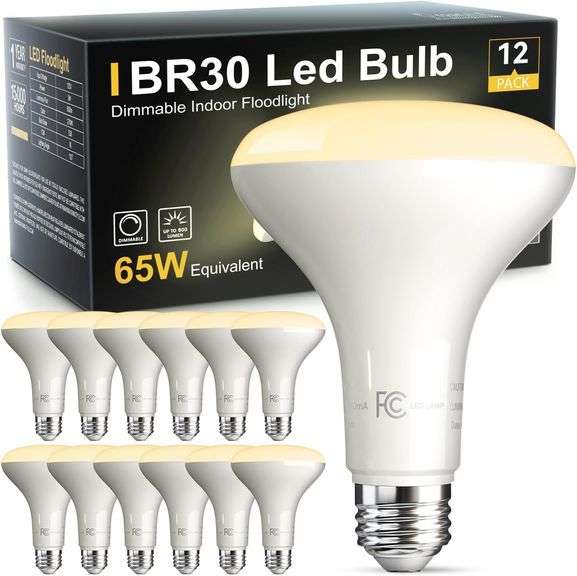 TJOY 12 Pack BR30 LED Bulbs 2700K E26 9W 800lm image