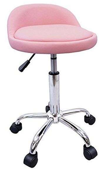 Salon Stool Back Rest Saddle Hydraulic (PINK) image