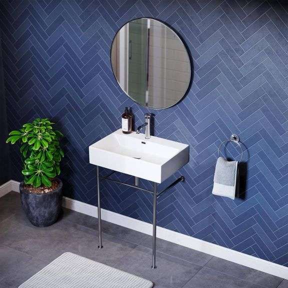 Claire 24in Ceramic Console Sink, White Basin image