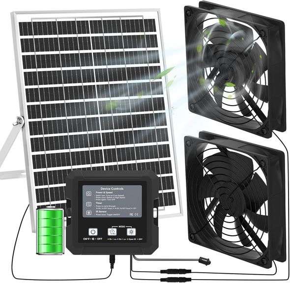 25W Solar Fan for Chicken Coop with Battery image