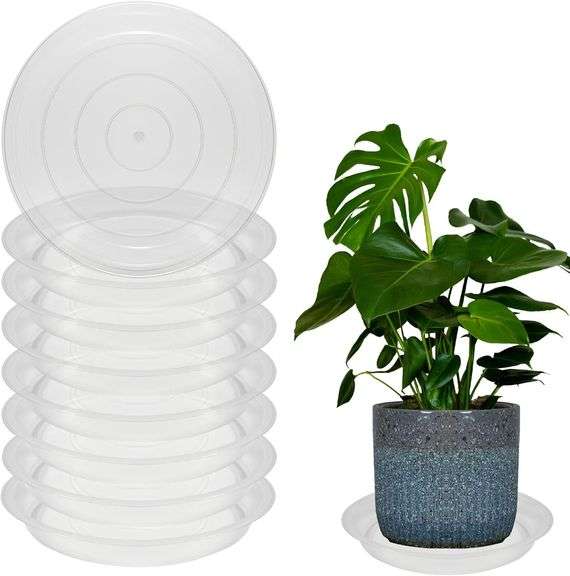 8 Pack 18" Round Plant Saucers for Pots (Clear) image