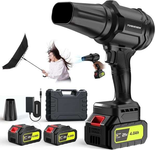 Cordless Leaf Blower, 600000RPM, 2x4.0Ah Batteries image