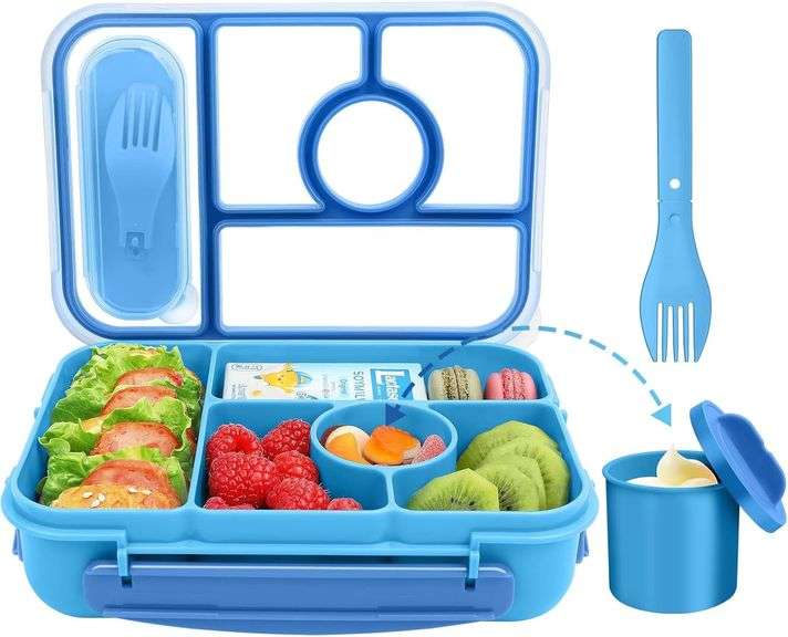 Lunch Box Bento Box 5 Compartments, BPA Free Blue image