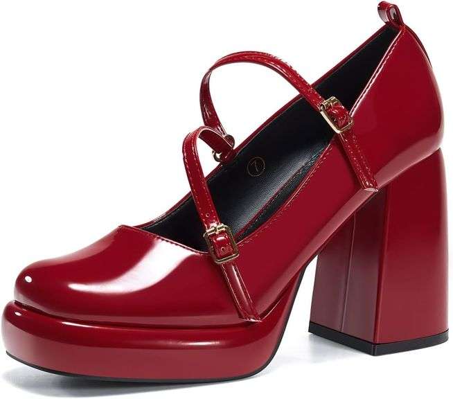 Coutgo Women s Mary Jane Heels Platform Pumps Size 10 image