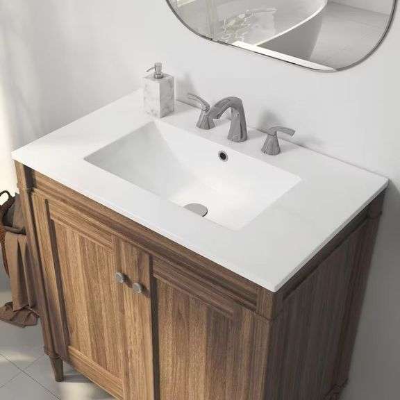 Tucson 30"W x18"D Vanity Top, White, 3-Holes image