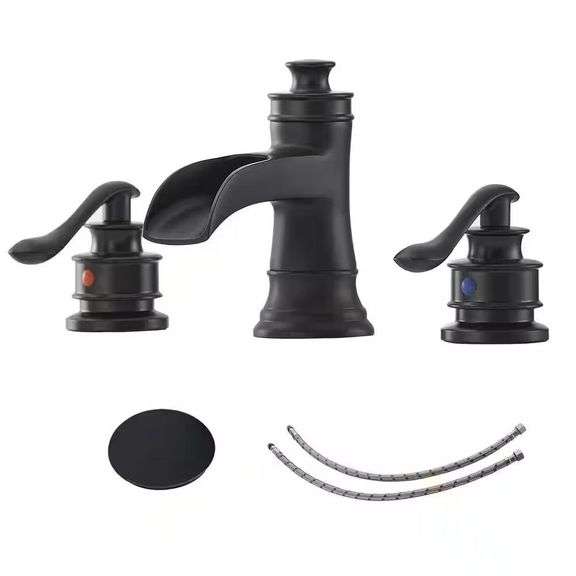8 in. Waterfall Widespread Faucet in Matte Black image