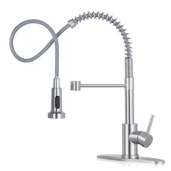 Single-Handle Kitchen Faucet with Sprayer BN image
