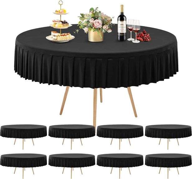 8 Pack Black Spandex Round Tablecloths 72in Table image