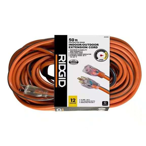 50 ft 12/3 Extension Cord w/ Lighted End image