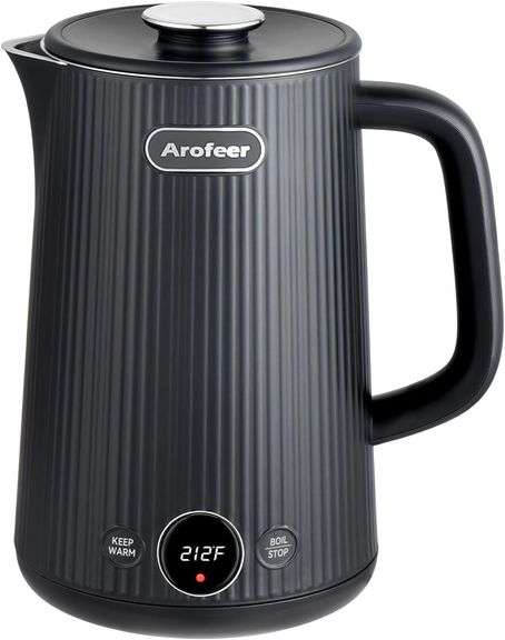 Arofeer 1.7L Electric Kettle 1200W Keep Warm Black image