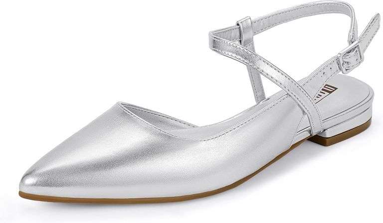IDIFU Women's Pointed Toe Slingback Flats Size 7 image