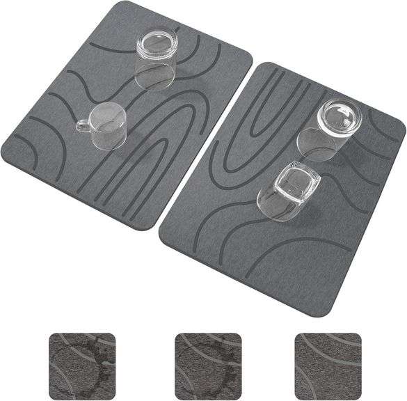 2 Pack Stone Drying Mat 16x12, Double-Sided DEER image