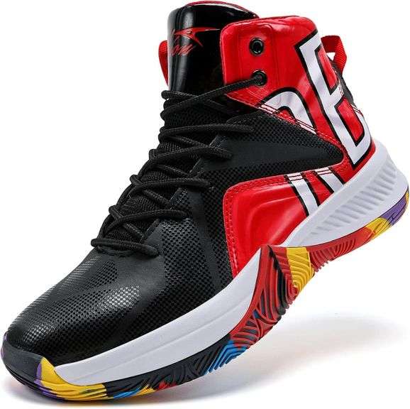 ASHION Mens Basketball Shoes Arch Support Black 41 image